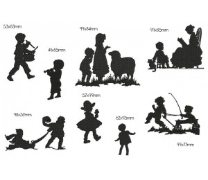 Stickserie Nostalgie Silhouette - Vorlesestunde